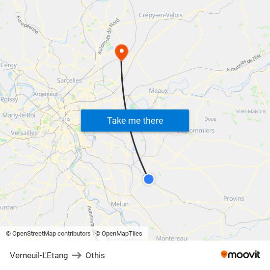 Verneuil-L'Etang to Othis map