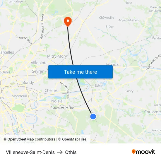 Villeneuve-Saint-Denis to Othis map