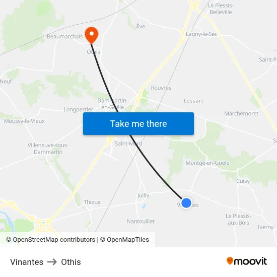Vinantes to Othis map