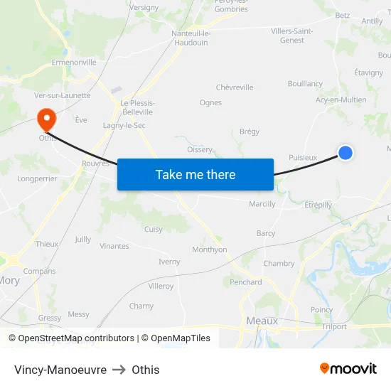 Vincy-Manoeuvre to Othis map