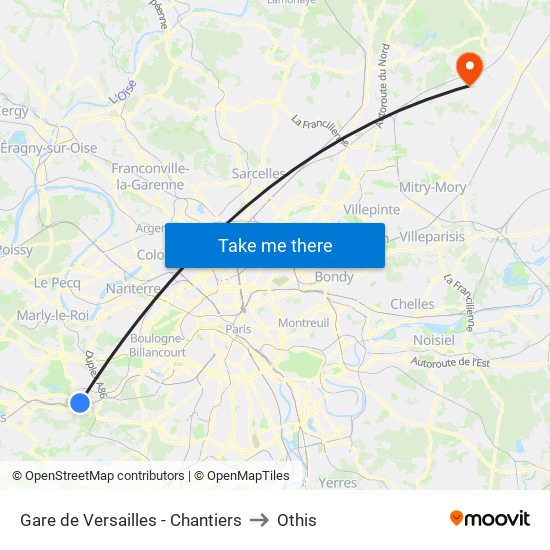 Gare de Versailles - Chantiers to Othis map