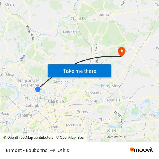Ermont - Eaubonne to Othis map