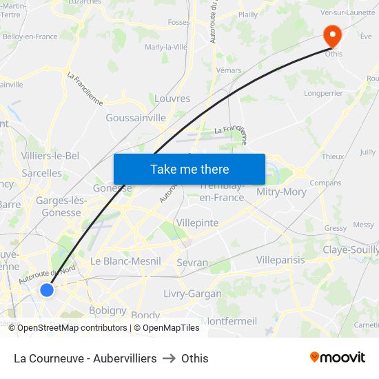 La Courneuve - Aubervilliers to Othis map