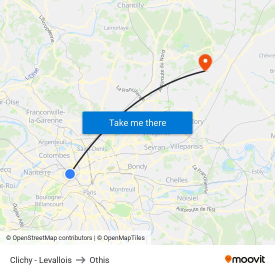 Clichy - Levallois to Othis map
