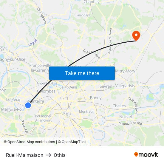 Rueil-Malmaison to Othis map