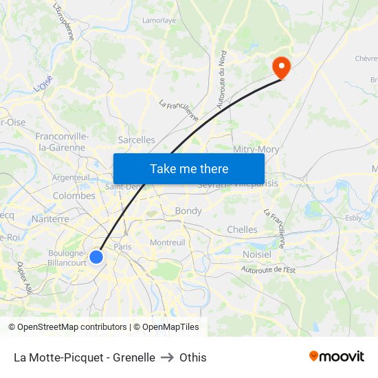 La Motte-Picquet - Grenelle to Othis map