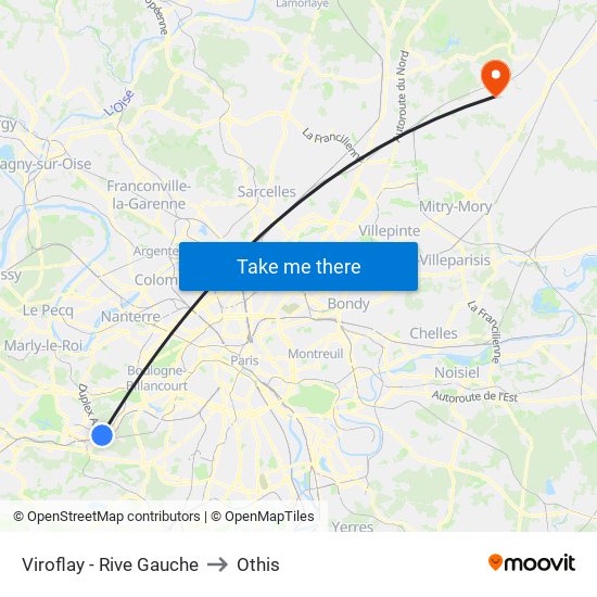 Viroflay - Rive Gauche to Othis map