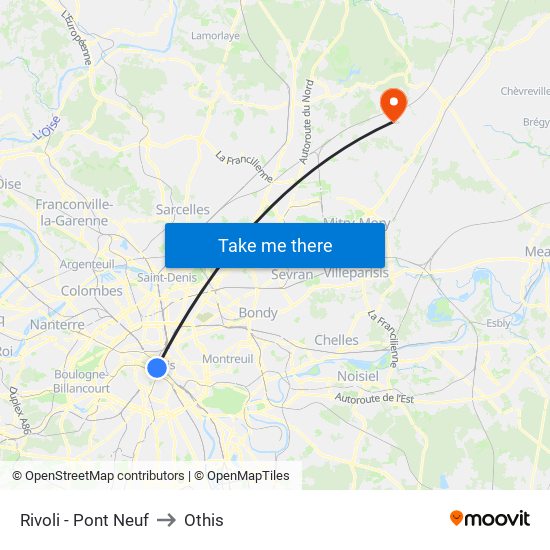 Rivoli - Pont Neuf to Othis map