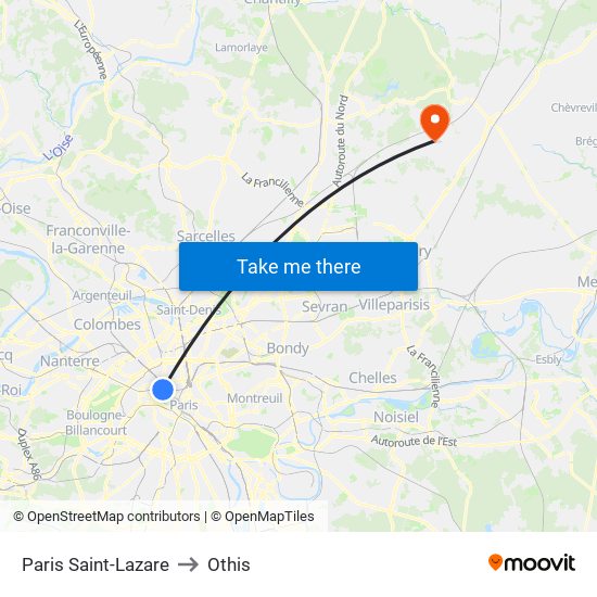 Paris Saint-Lazare to Othis map