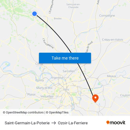 Saint-Germain-La-Poterie to Ozoir-La-Ferriere map