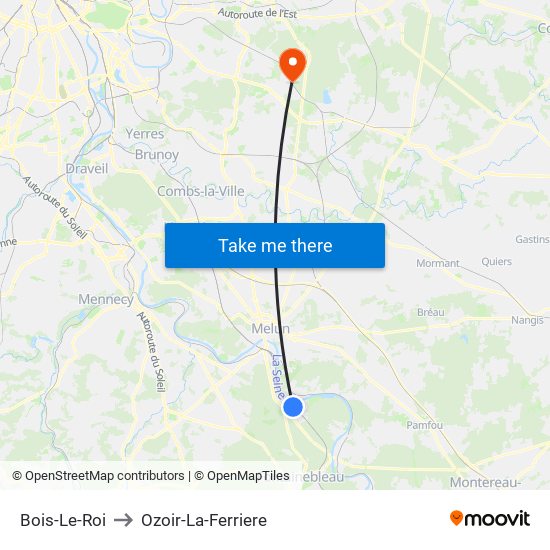 Bois-Le-Roi to Ozoir-La-Ferriere map