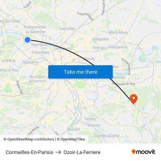 Cormeilles-En-Parisis to Ozoir-La-Ferriere map