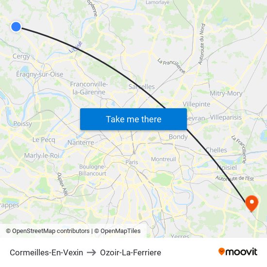 Cormeilles-En-Vexin to Ozoir-La-Ferriere map