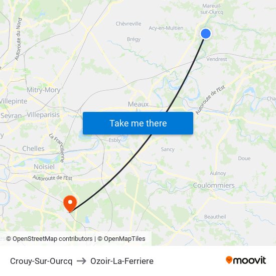 Crouy-Sur-Ourcq to Ozoir-La-Ferriere map