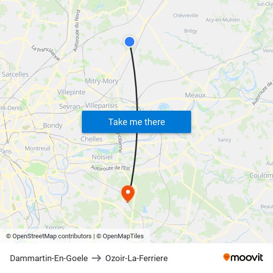Dammartin-En-Goele to Ozoir-La-Ferriere map