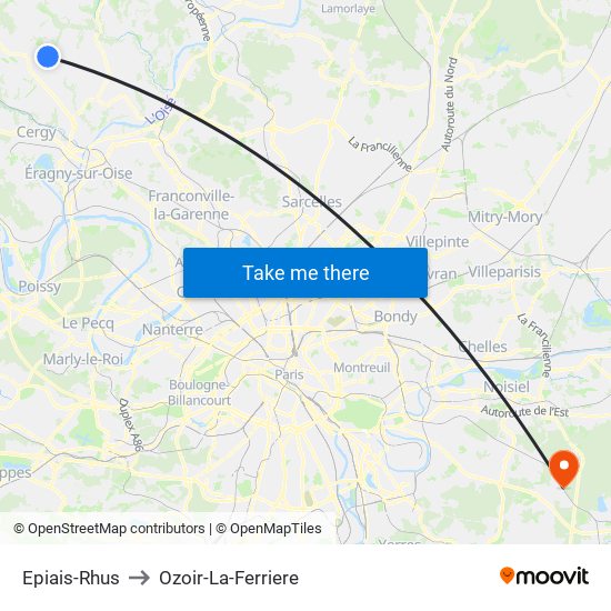 Epiais-Rhus to Ozoir-La-Ferriere map