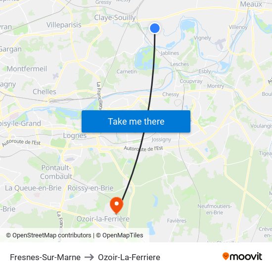 Fresnes-Sur-Marne to Ozoir-La-Ferriere map