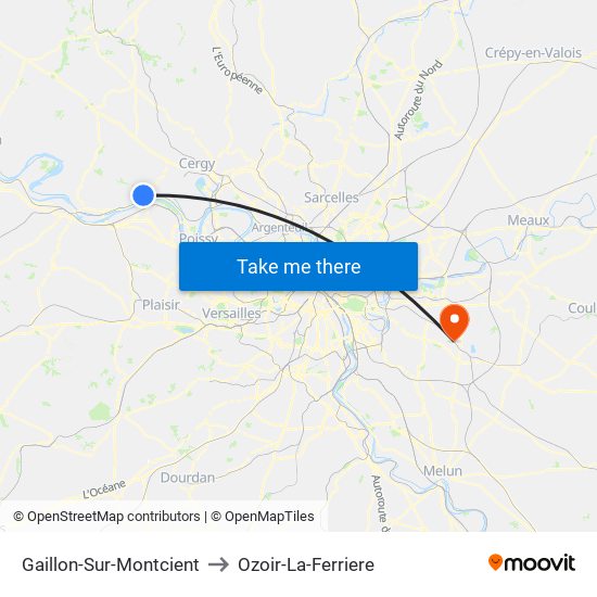 Gaillon-Sur-Montcient to Ozoir-La-Ferriere map