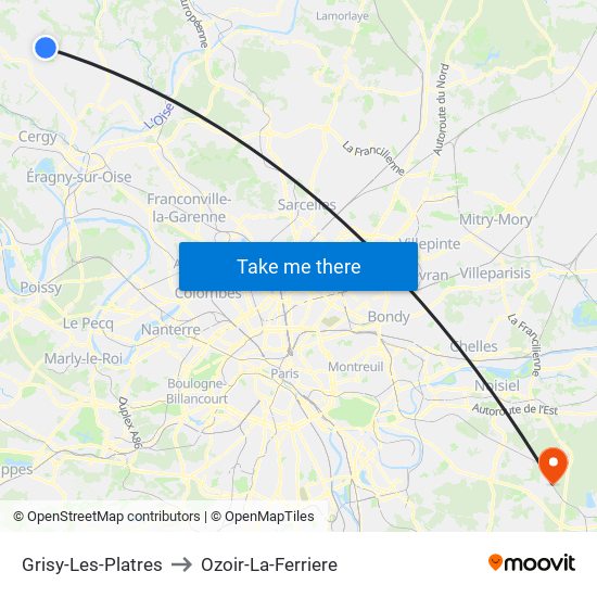 Grisy-Les-Platres to Ozoir-La-Ferriere map