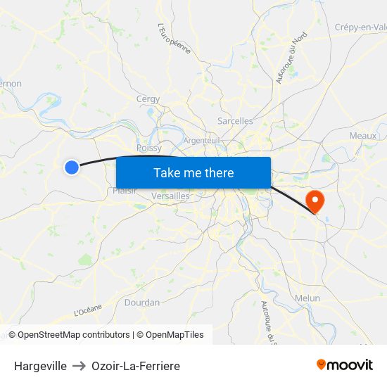Hargeville to Ozoir-La-Ferriere map