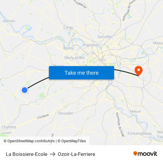 La Boissiere-Ecole to Ozoir-La-Ferriere map