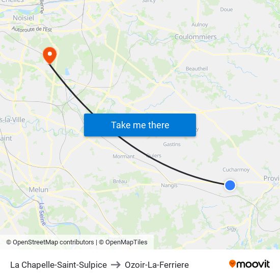 La Chapelle-Saint-Sulpice to Ozoir-La-Ferriere map