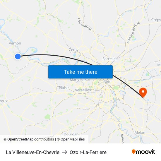 La Villeneuve-En-Chevrie to Ozoir-La-Ferriere map