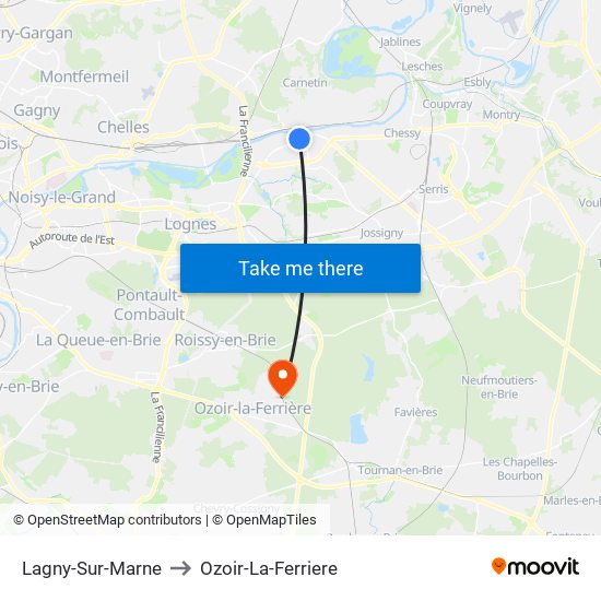 Lagny-Sur-Marne to Ozoir-La-Ferriere map