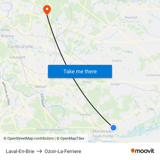 Laval-En-Brie to Ozoir-La-Ferriere map