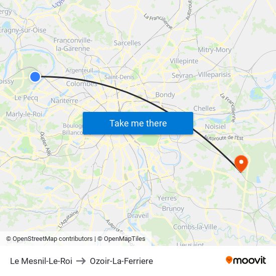 Le Mesnil-Le-Roi to Ozoir-La-Ferriere map