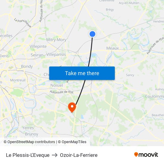 Le Plessis-L'Eveque to Ozoir-La-Ferriere map