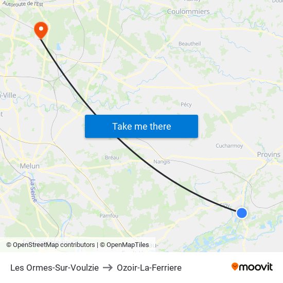 Les Ormes-Sur-Voulzie to Ozoir-La-Ferriere map