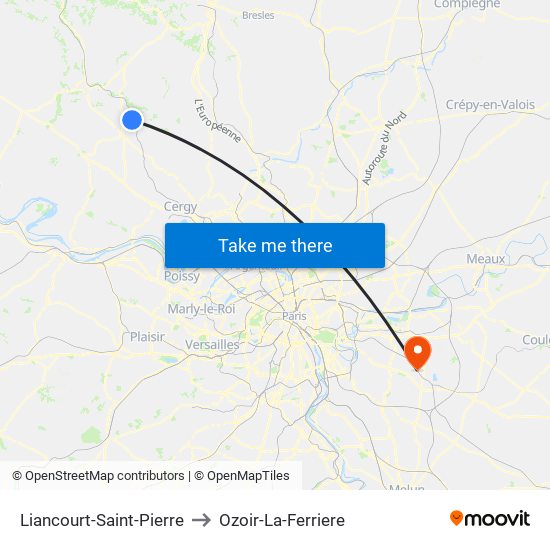 Liancourt-Saint-Pierre to Ozoir-La-Ferriere map