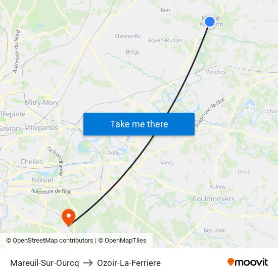 Mareuil-Sur-Ourcq to Ozoir-La-Ferriere map