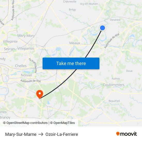 Mary-Sur-Marne to Ozoir-La-Ferriere map