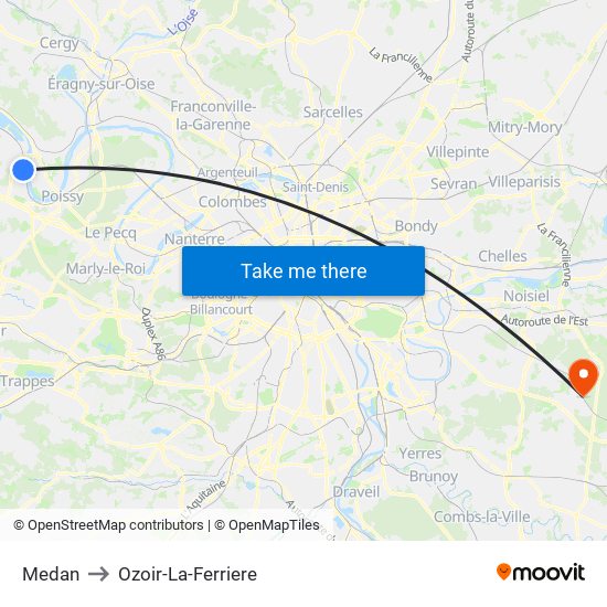Medan to Ozoir-La-Ferriere map
