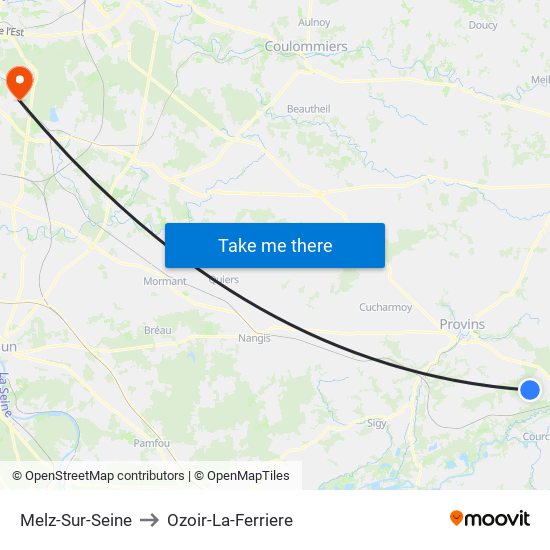 Melz-Sur-Seine to Ozoir-La-Ferriere map