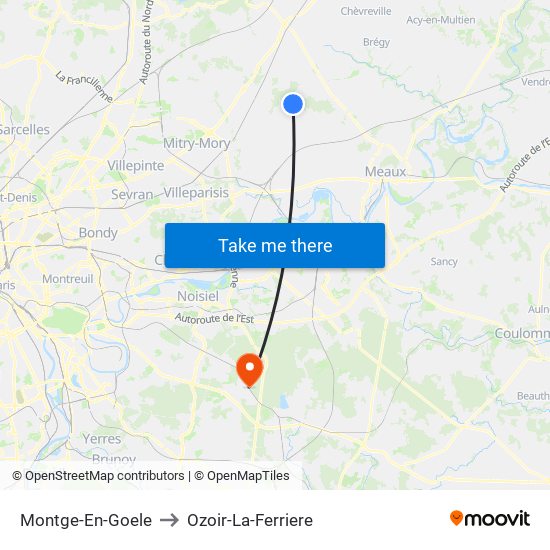 Montge-En-Goele to Ozoir-La-Ferriere map