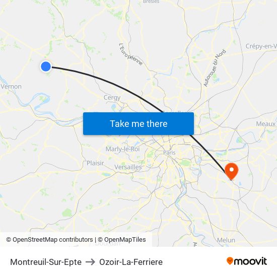 Montreuil-Sur-Epte to Ozoir-La-Ferriere map