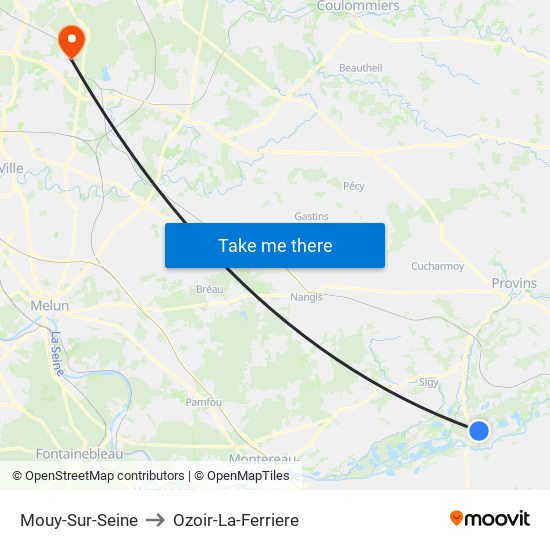 Mouy-Sur-Seine to Ozoir-La-Ferriere map