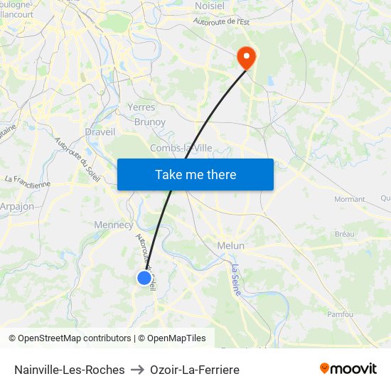 Nainville-Les-Roches to Ozoir-La-Ferriere map