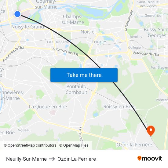 Neuilly-Sur-Marne to Ozoir-La-Ferriere map