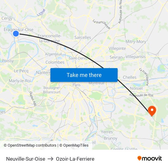 Neuville-Sur-Oise to Ozoir-La-Ferriere map