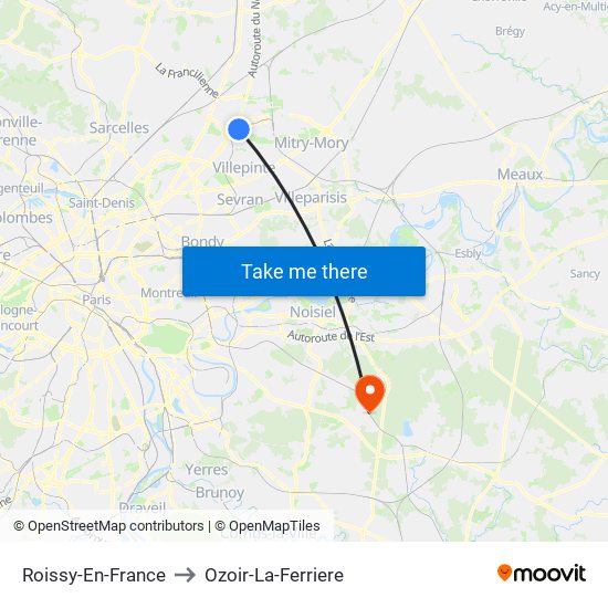 Roissy-En-France to Ozoir-La-Ferriere map