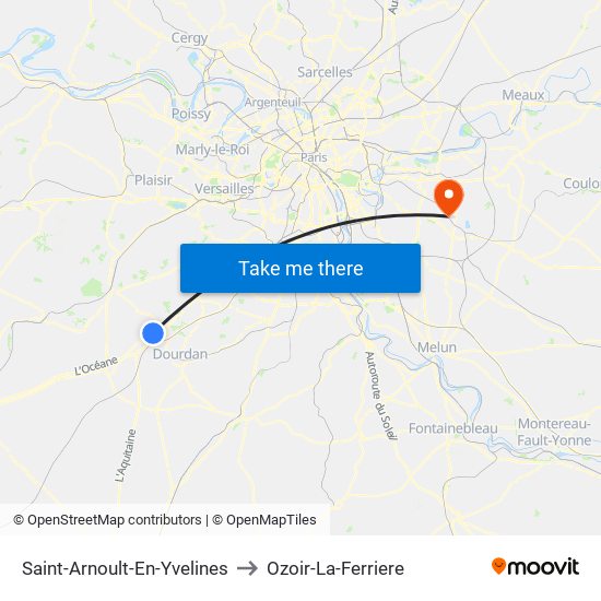 Saint-Arnoult-En-Yvelines to Ozoir-La-Ferriere map
