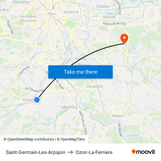 Saint-Germain-Les-Arpajon to Ozoir-La-Ferriere map