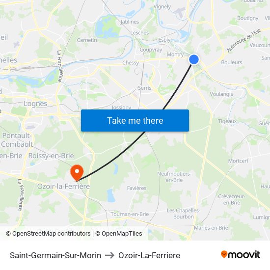 Saint-Germain-Sur-Morin to Ozoir-La-Ferriere map