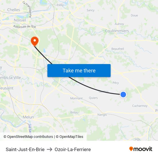Saint-Just-En-Brie to Ozoir-La-Ferriere map