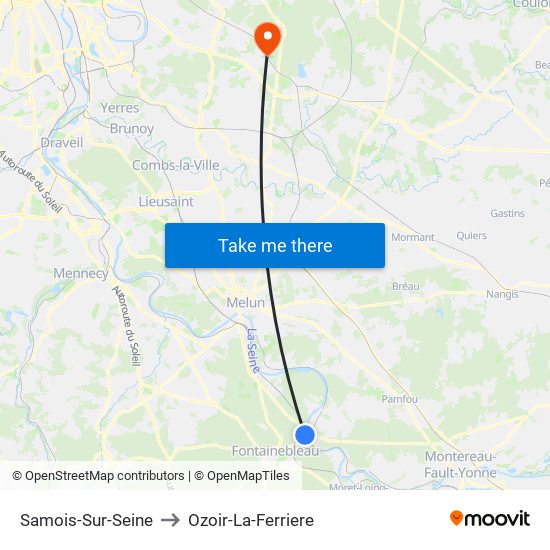 Samois-Sur-Seine to Ozoir-La-Ferriere map