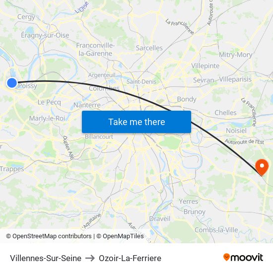 Villennes-Sur-Seine to Ozoir-La-Ferriere map